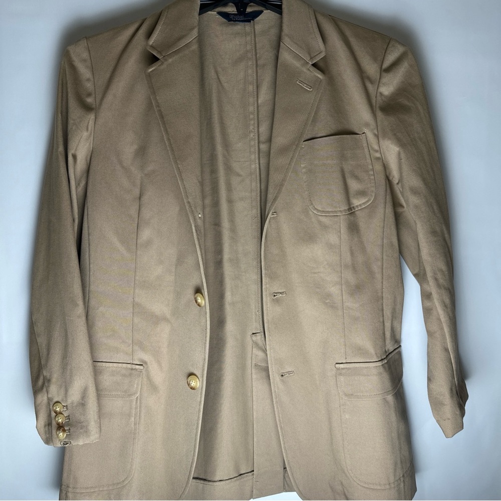 Polo Ralph Lauren Youth Boys XL  Blazer Jacket Sport Coat Cotton Tan Khaki - Picture 5 of 10